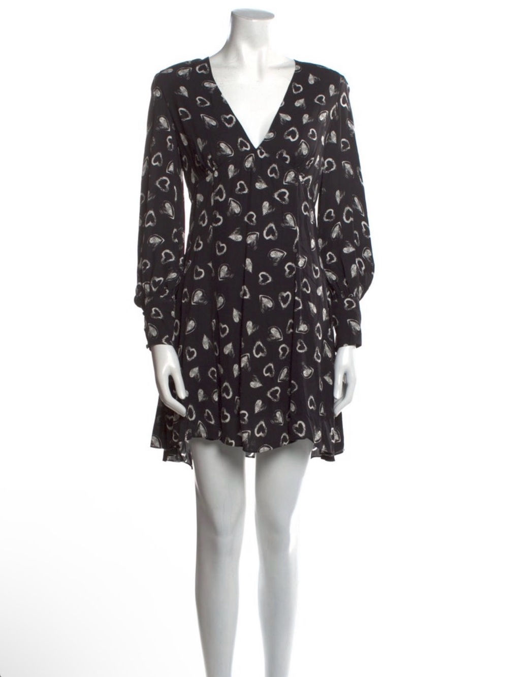 Alice + Olivia Black Mini Dress with White Heart Print